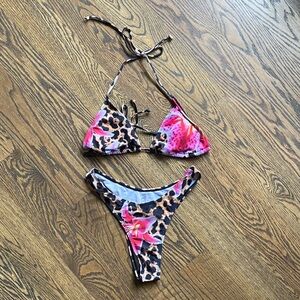 Leopard and Floral Print Bikini